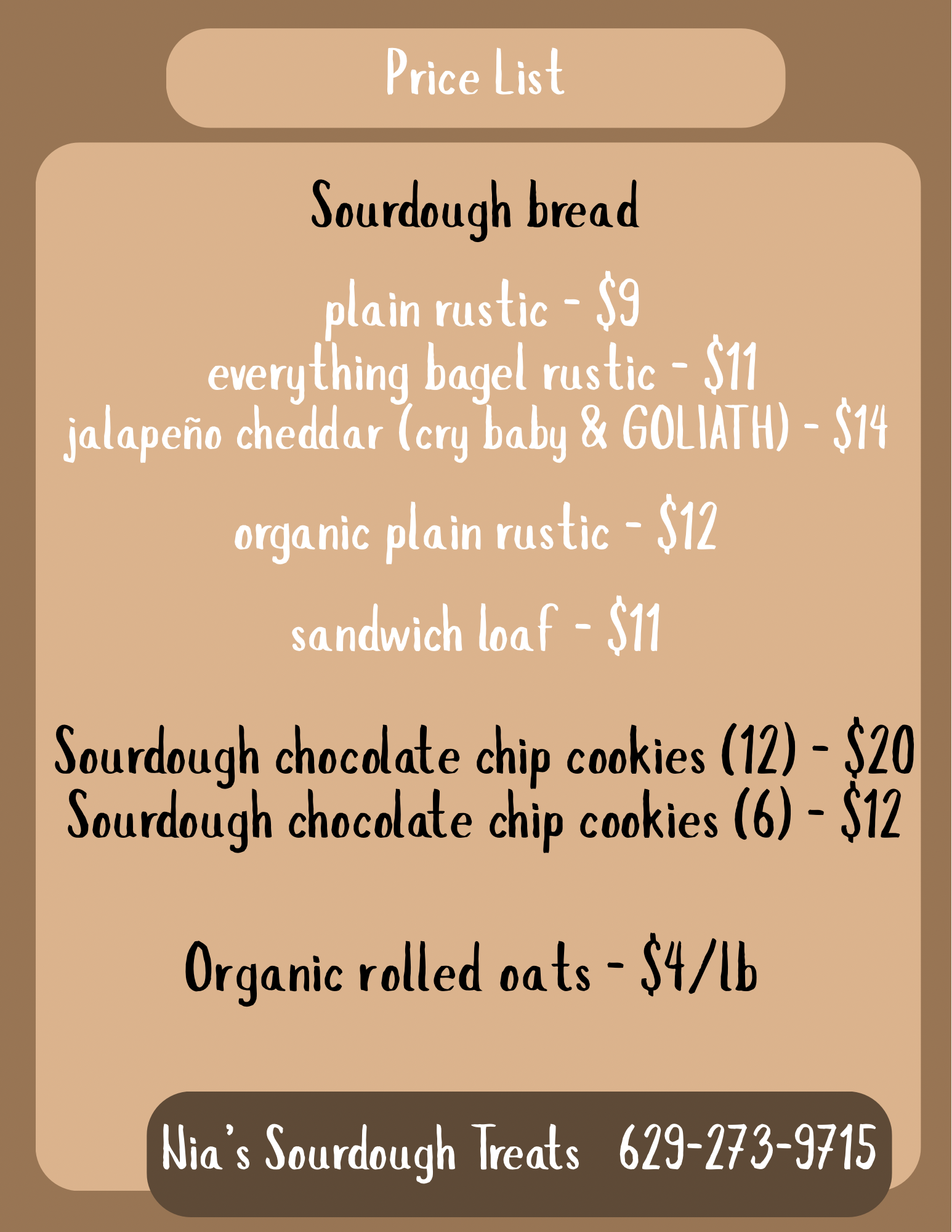 price listing